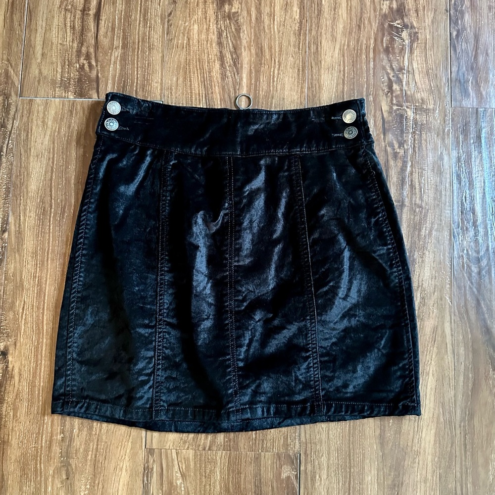 Free People retro black velvet mini skirt